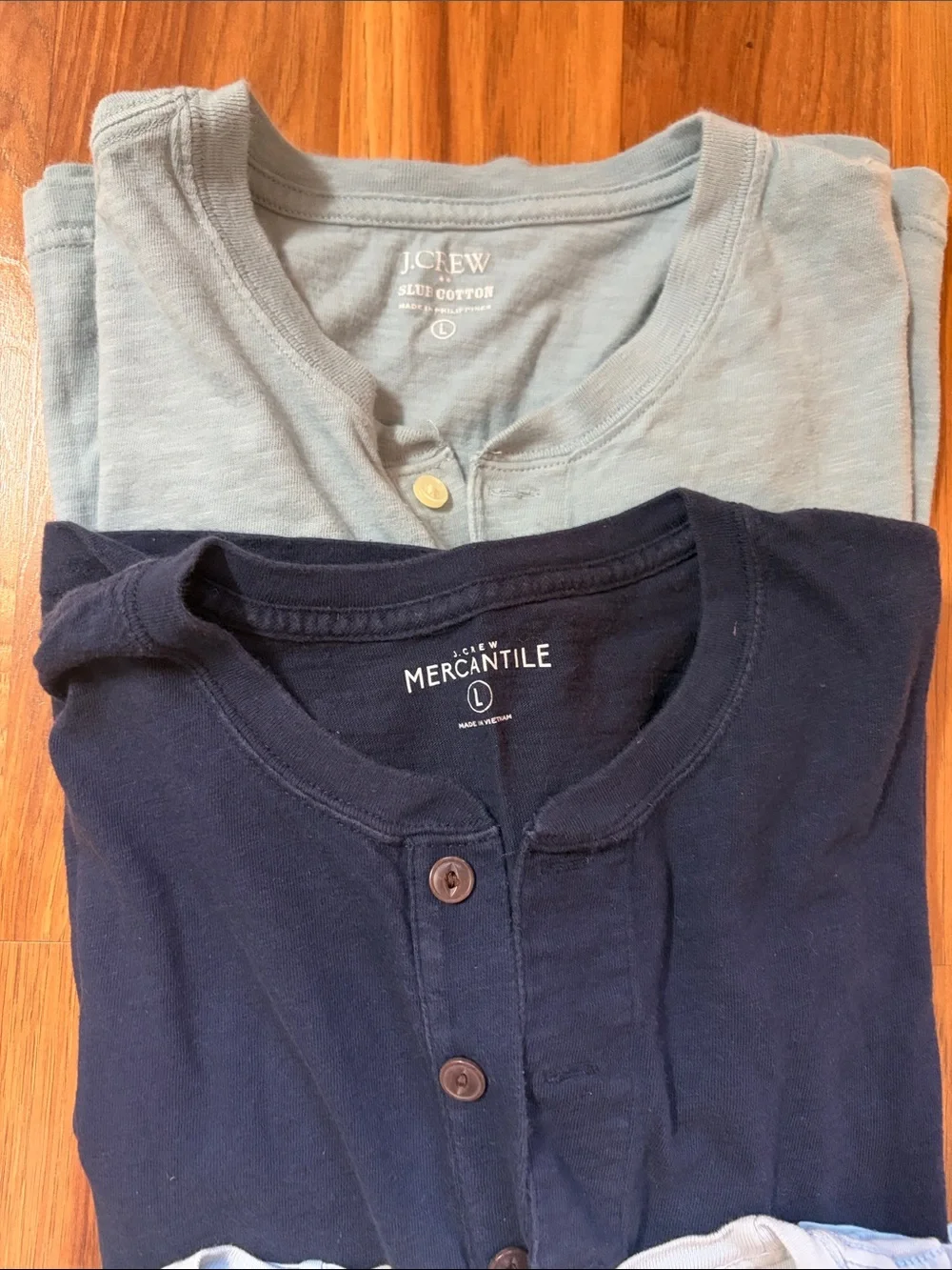 3-Pack Men’s Short Sleeve Tees & Henley in Navy, Light Blue, Sage